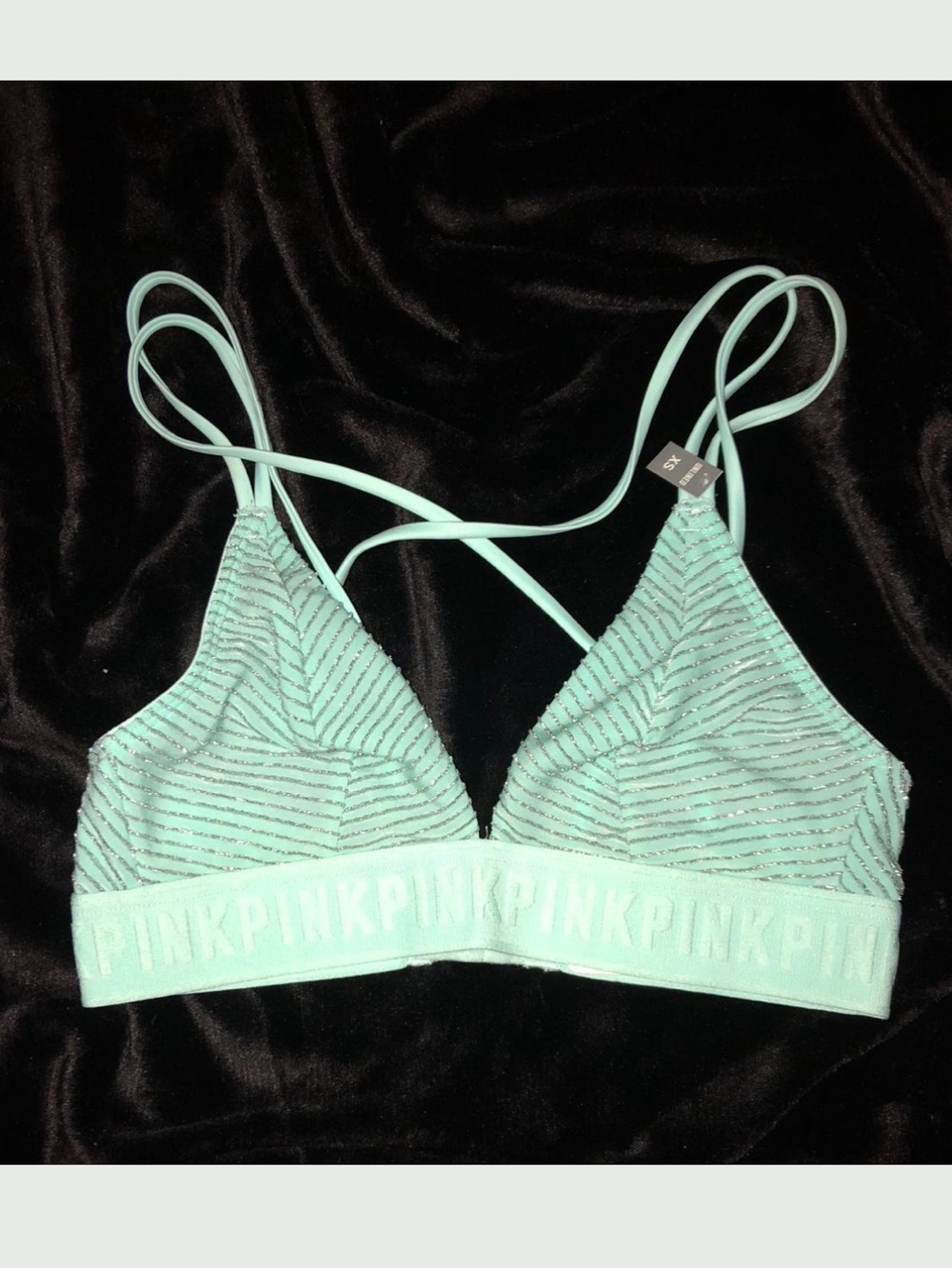 PINK Victoria's Secret Mint Green Metallic Stripe Bralette